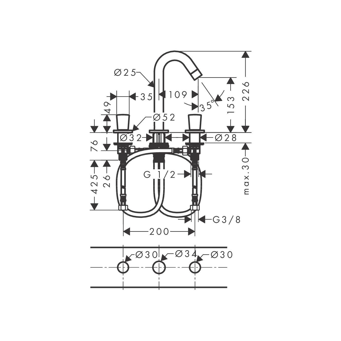 3-Otworowa Bateria Umywalkowa 150 Z Kompletem Odpływowym Z Cięgłem Logis 71133000 Hansgrohe 3-Otworowa Bateria Umywalkowa 150 Z Kompletem Odpływowym Z Cięgłem Logis 71133000 Hansgrohe