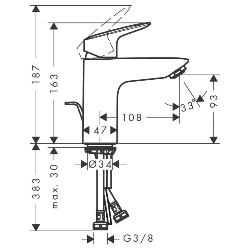 Bateria Umywalkowa 100 Z Metalowym Kompletem Odpływowym Z Cięgłem Logis 71171000 Hansgrohe Bateria Umywalkowa 100 Z Metalowym Kompletem Odpływowym Z Cięgłem Logis 71171000 Hansgrohe