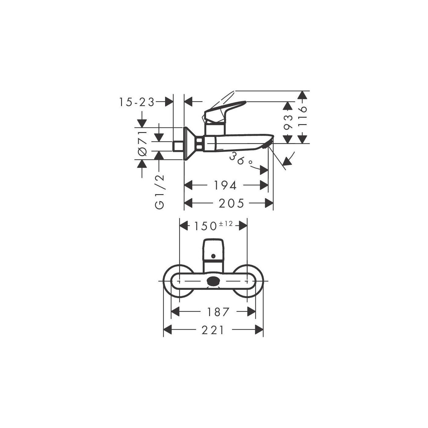 Bateria Umywalkowa Ścienna Natynkowa Logis 71225000 Hansgrohe Bateria Umywalkowa Ścienna Natynkowa Logis 71225000 Hansgrohe