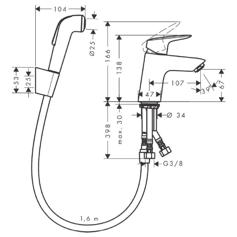 Bateria Umywalkowa Z Główką Bidette I Wężem Bez Kompletu Odpływowego Logis Chrom 71290000 Hansgrohe Bateria Umywalkowa Z Główką Bidette I Wężem Bez Kompletu Odpływowego Logis Chrom 71290000 Hansgrohe