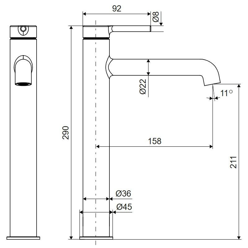 Bateria Umywalkowa Stojąca Wysoka Delta PI Miedziany Szczotkowany AREX.1212CB Excellent Bateria Umywalkowa Stojąca Wysoka Delta PI Miedziany Szczotkowany AREX.1212CB Excellent