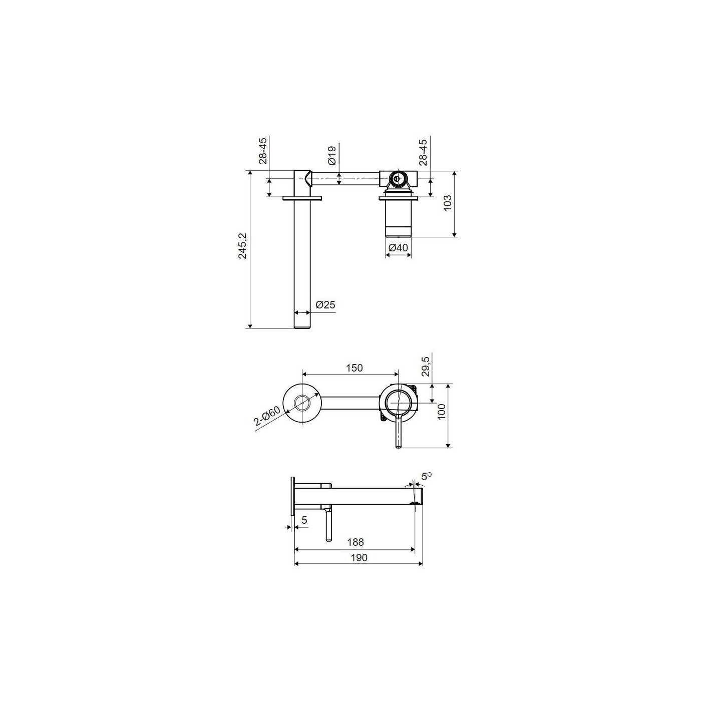 Bateria Umywalkowa Podtynkowa PI Złoty Szczotkowany AREX.1214GB Excellent Bateria Umywalkowa Podtynkowa PI Złoty Szczotkowany AREX.1214GB Excellent