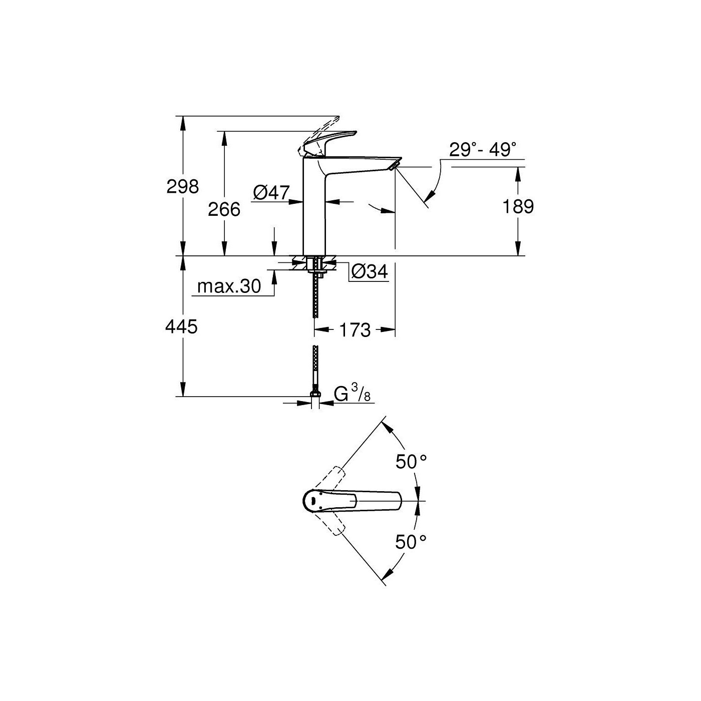 Bateria Umywalkowa Rozmiar XL Eurosmart Matte Black 239712433 Grohe Bateria Umywalkowa Rozmiar XL Eurosmart Matte Black 239712433 Grohe