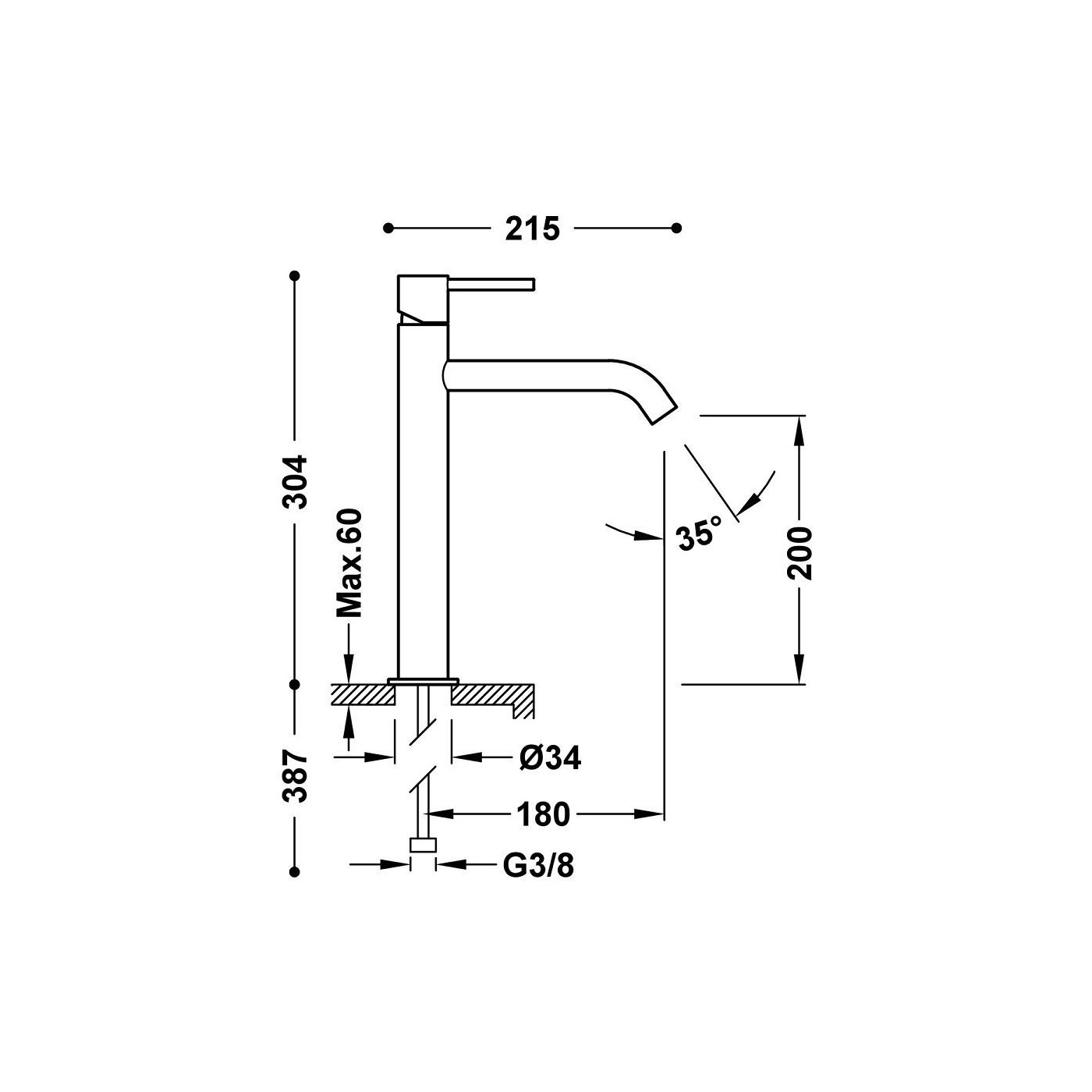Wysoka Bateria Umywalkowa Study Grafit 26230701GR Tres Wysoka Bateria Umywalkowa Study Grafit 26230701GR Tres