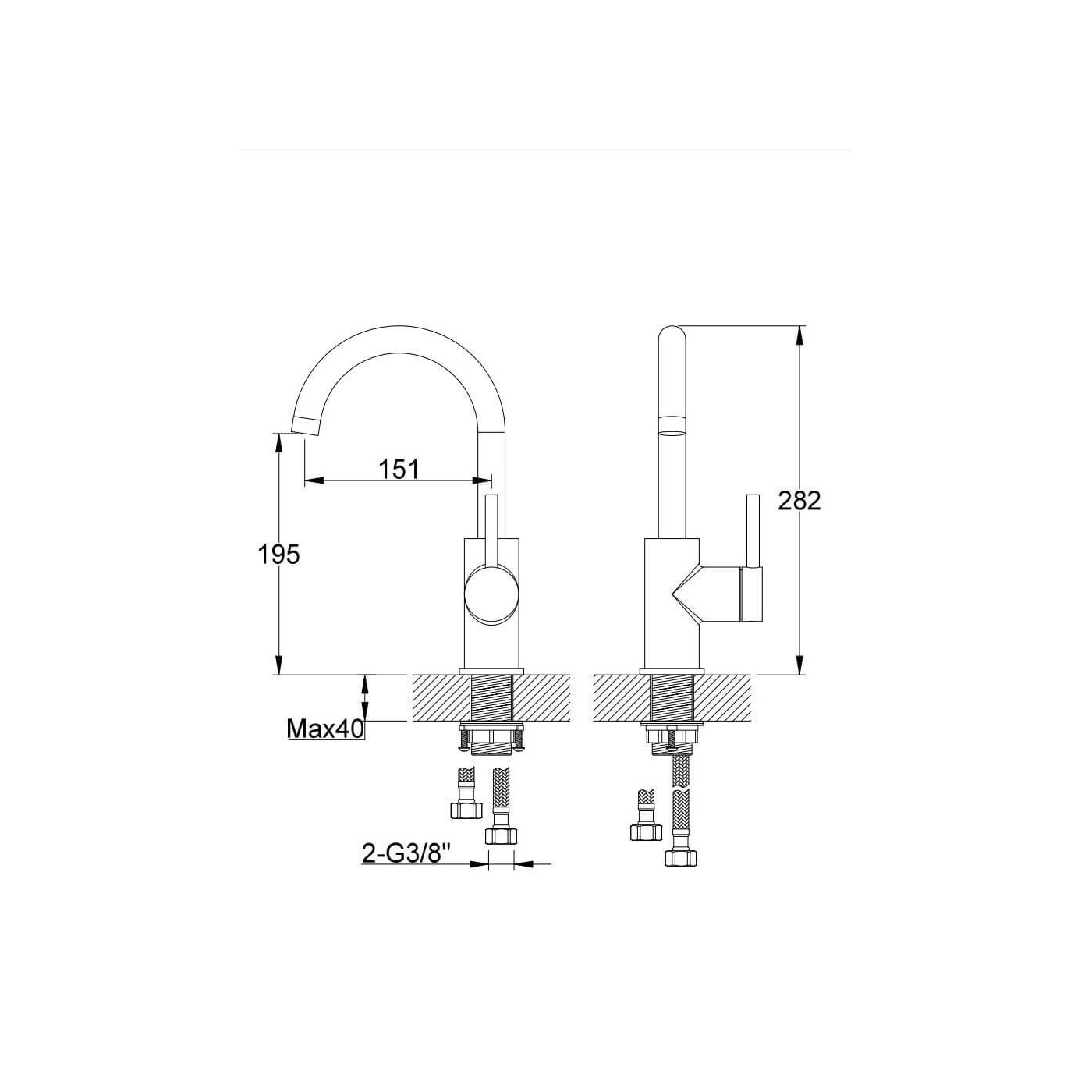 Bateria Umywalkowa Axel Black QB150AB Kohlman Bateria Umywalkowa Axel Black QB150AB Kohlman