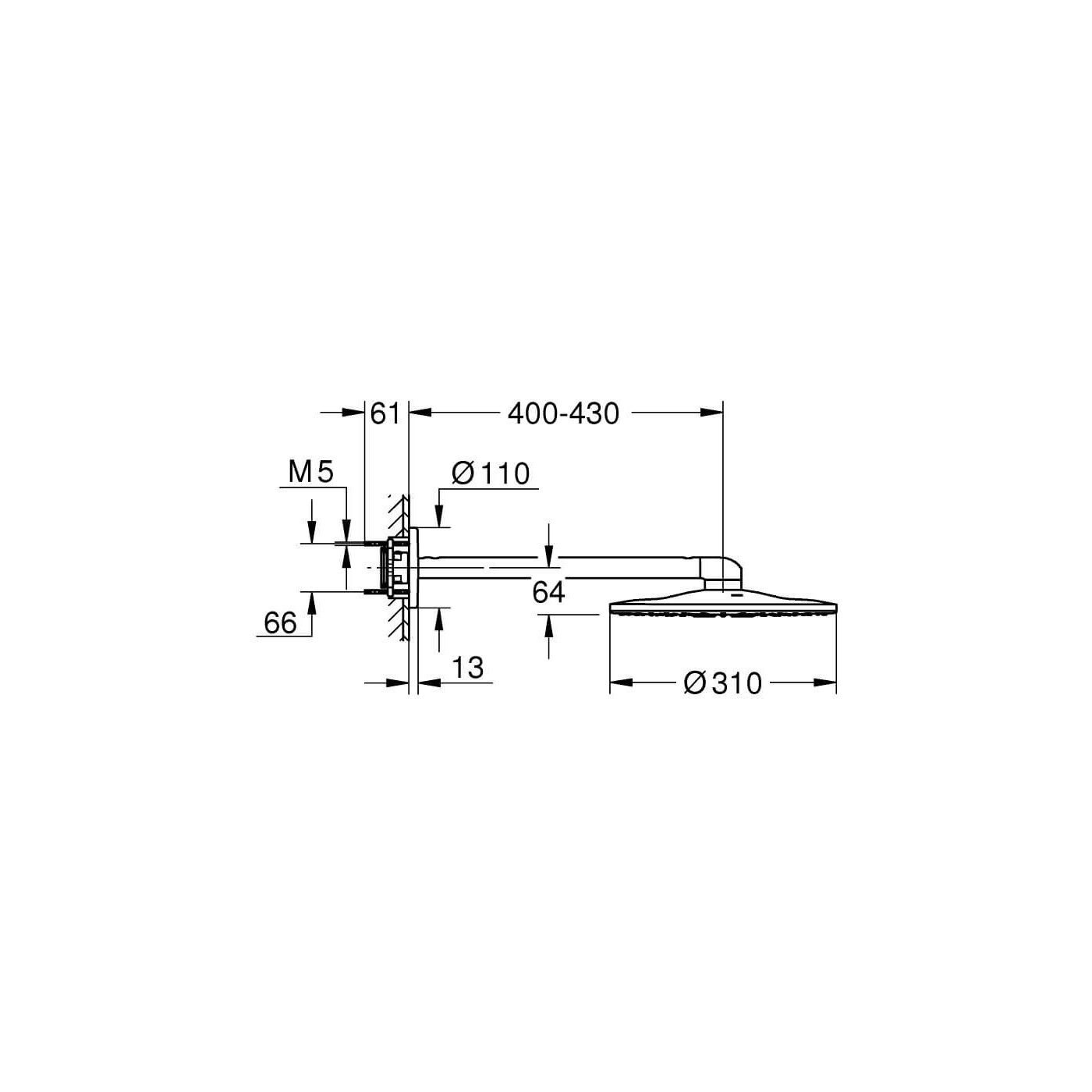 Deszczownica Z Ramieniem 430 mm 2 Strumienie Rainshower SmartActive 310 26475000 Grohe Deszczownica Z Ramieniem 430 mm 2 Strumienie Rainshower SmartActive 310 26475000 Grohe