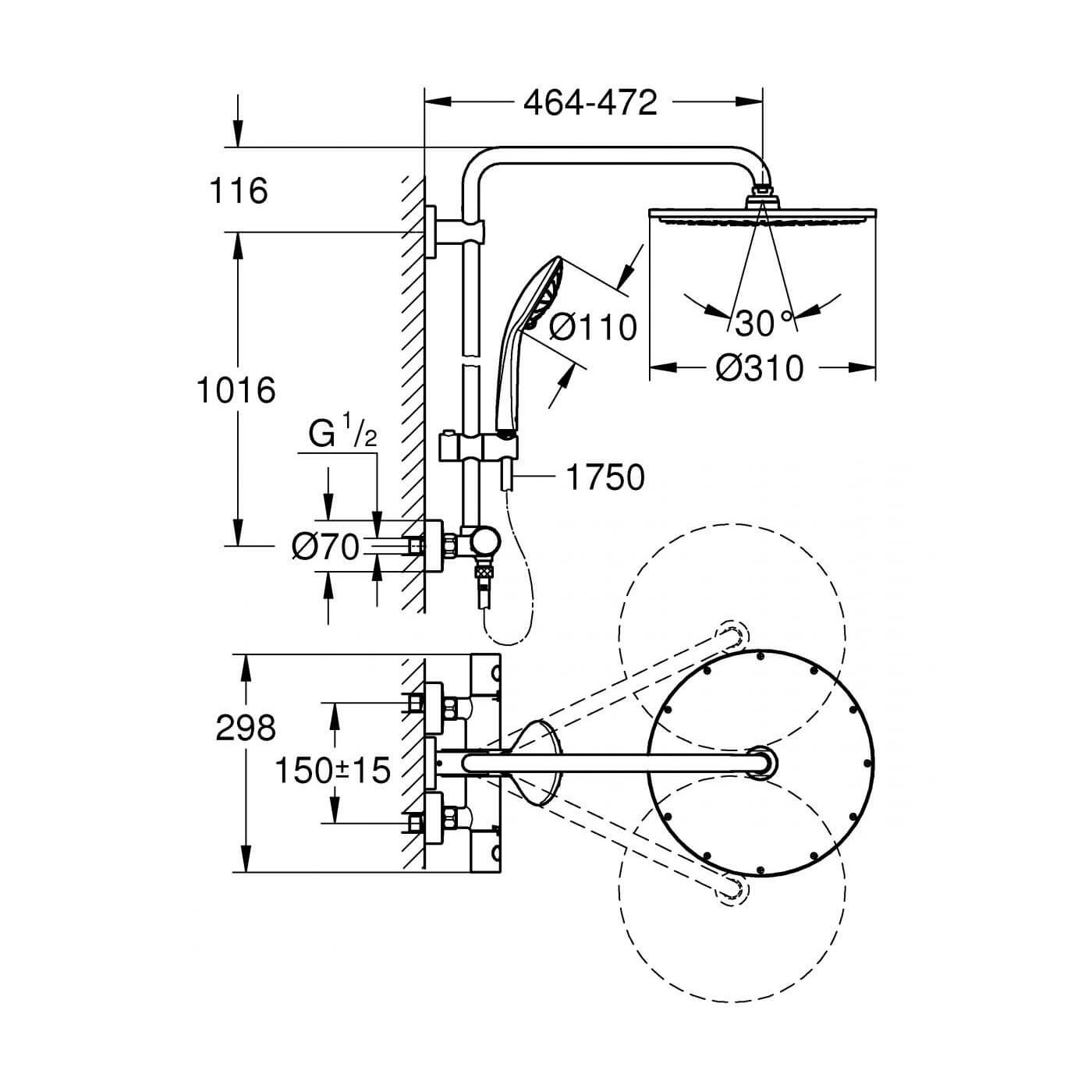 Zestaw Prysznicowy Euphoria 310 Z Termostatem Grafitowy 26075A00 Grohe Zestaw Prysznicowy Euphoria 310 Z Termostatem Grafitowy 26075A00 Grohe