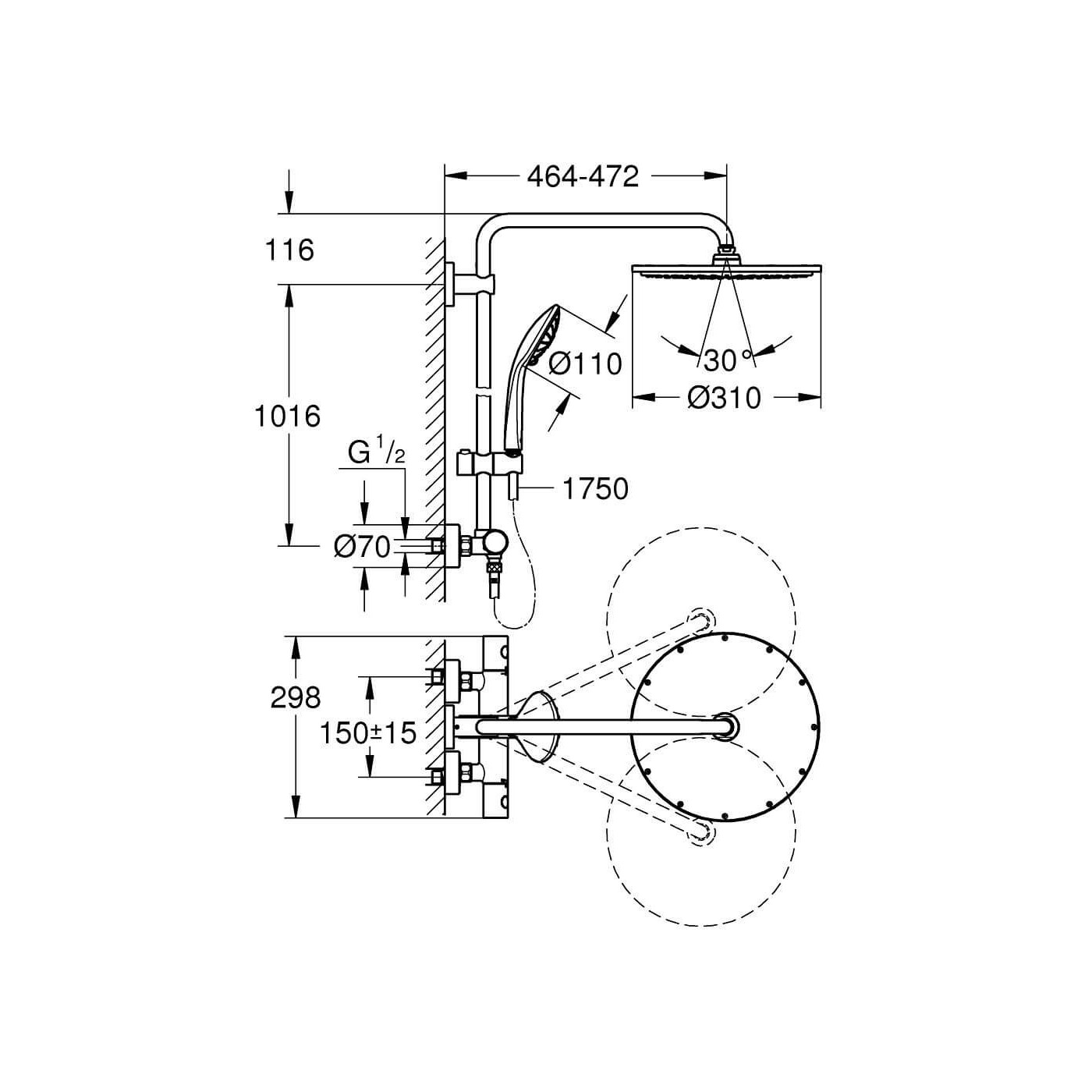 Zestaw Prysznicowy Z Termostatem Euphoria Warm Sunset 26075DA0 Grohe Zestaw Prysznicowy Z Termostatem Euphoria Warm Sunset 26075DA0 Grohe
