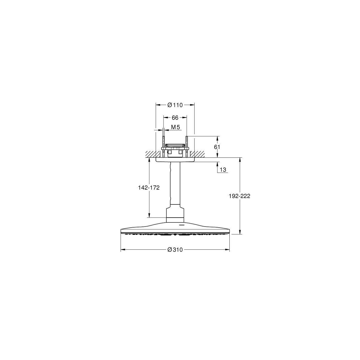 Deszczownica Z Przepustem Stropowym 142 mm 2 Strumienie Rainshower SmartActive 310 26477000 Grohe Deszczownica Z Przepustem Stropowym 142 mm 2 Strumienie Rainshower SmartActive 310 26477000 Grohe