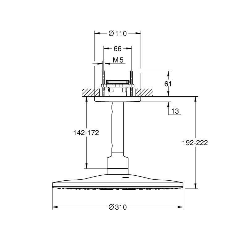 Deszczownica Z Przepustem Stropowym 142 mm 2 Strumienie Rainshower SmartActive 310 26477000 Grohe Deszczownica Z Przepustem Stropowym 142 mm 2 Strumienie Rainshower SmartActive 310 26477000 Grohe