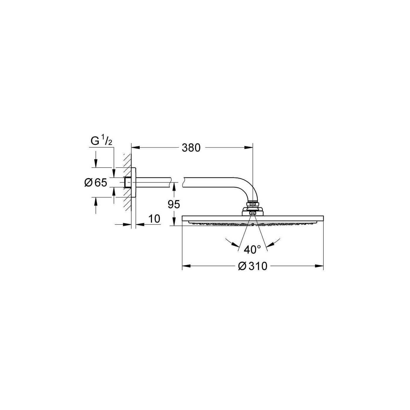 Deszczownica Z Ramieniem Rainshower Cool Sunrise 26066GL0 Grohe Deszczownica Z Ramieniem Rainshower Cool Sunrise 26066GL0 Grohe