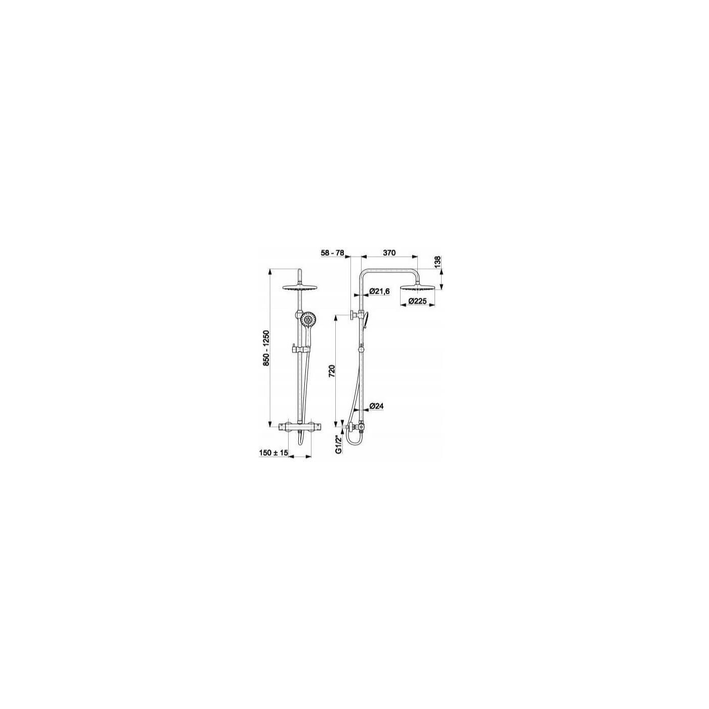 Kolumna Moza Prysznicowa Termostatyczna Czarna 225 mm 5736-910-81 KFA Kolumna Moza Prysznicowa Termostatyczna Czarna 225 mm 5736-910-81 KFA