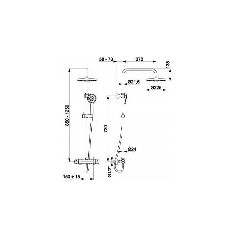 Kolumna Moza Prysznicowa Termostatyczna Czarna 225 mm 5736-910-81 KFA Kolumna Moza Prysznicowa Termostatyczna Czarna 225 mm 5736-910-81 KFA