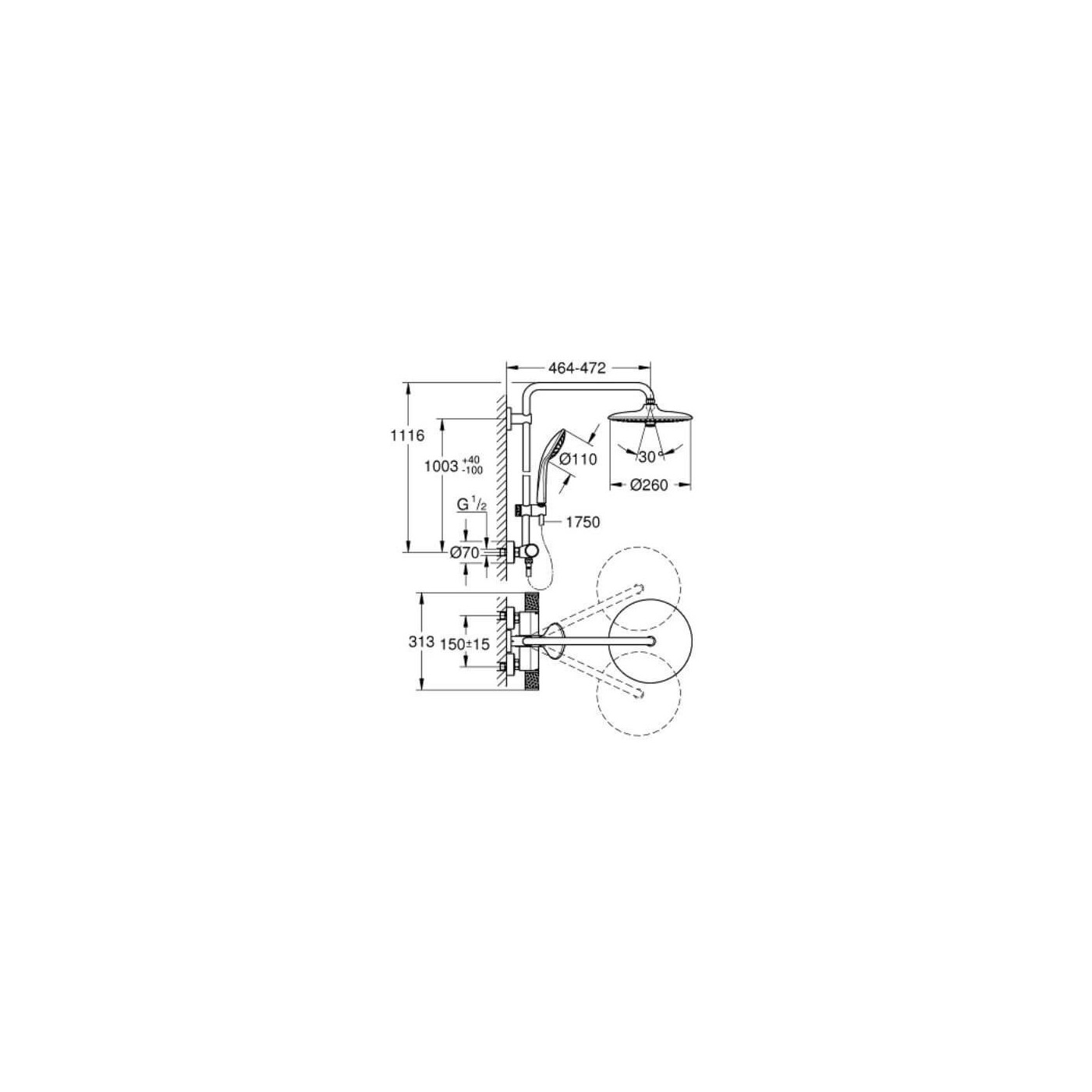 Zestaw Prysznicowy Z Termostatem Euphoria 260 Chrom 27296003 Grohe Zestaw Prysznicowy Z Termostatem Euphoria 260 Chrom 27296003 Grohe