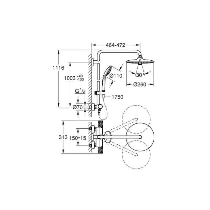 Zestaw Prysznicowy Z Termostatem Euphoria 260 Chrom 27296003 Grohe Zestaw Prysznicowy Z Termostatem Euphoria 260 Chrom 27296003 Grohe