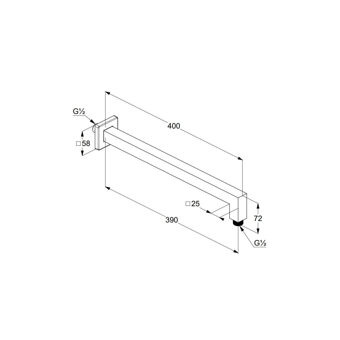 Ramię Natrysku A-QA 400mm 6654405-00 Kludi Ramię Natrysku A-QA 400mm 6654405-00 Kludi