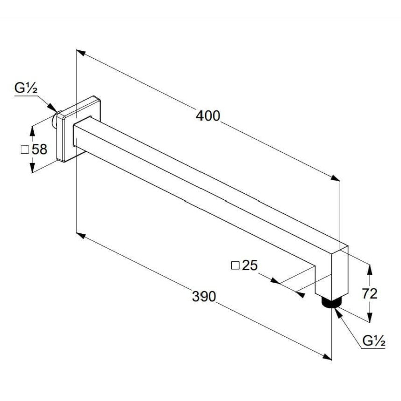 Ramię Natrysku A-QA 400mm 6654405-00 Kludi Ramię Natrysku A-QA 400mm 6654405-00 Kludi