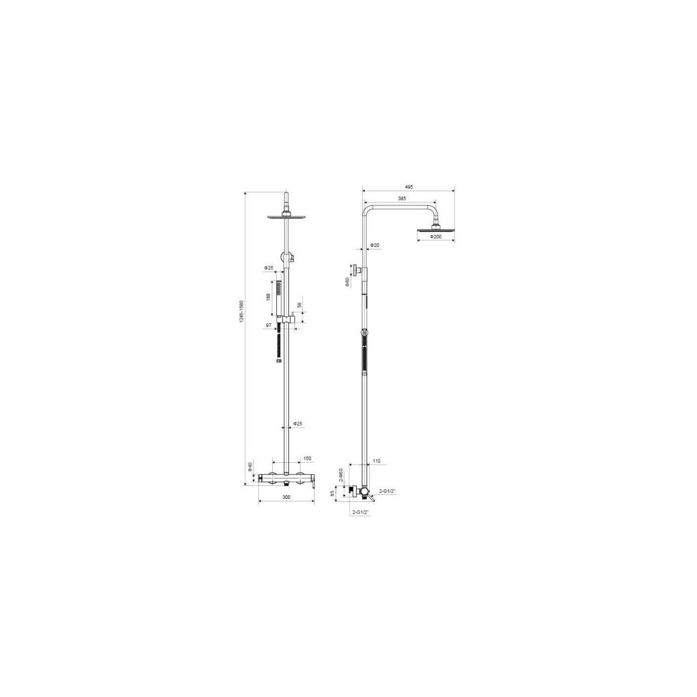 Zestaw Prysznicowy Rain Pi Chrom 91-153 cm AREX.1281CR Excellent Zestaw Prysznicowy Rain Pi Chrom 91-153 cm AREX.1281CR Excellent