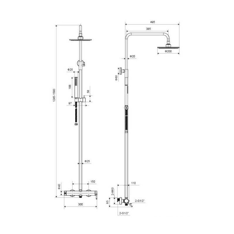 Zestaw Prysznicowy Rain Pi Chrom 91-153 cm AREX.1281CR Excellent Zestaw Prysznicowy Rain Pi Chrom 91-153 cm AREX.1281CR Excellent