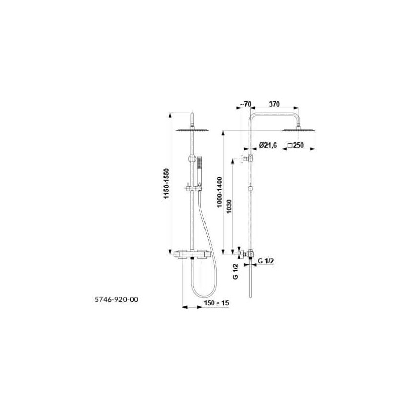 Kolumna Natryskowa Termostatyczna Logon Premium Black 5746-920-81 KFA Kolumna Natryskowa Termostatyczna Logon Premium Black 5746-920-81 KFA
