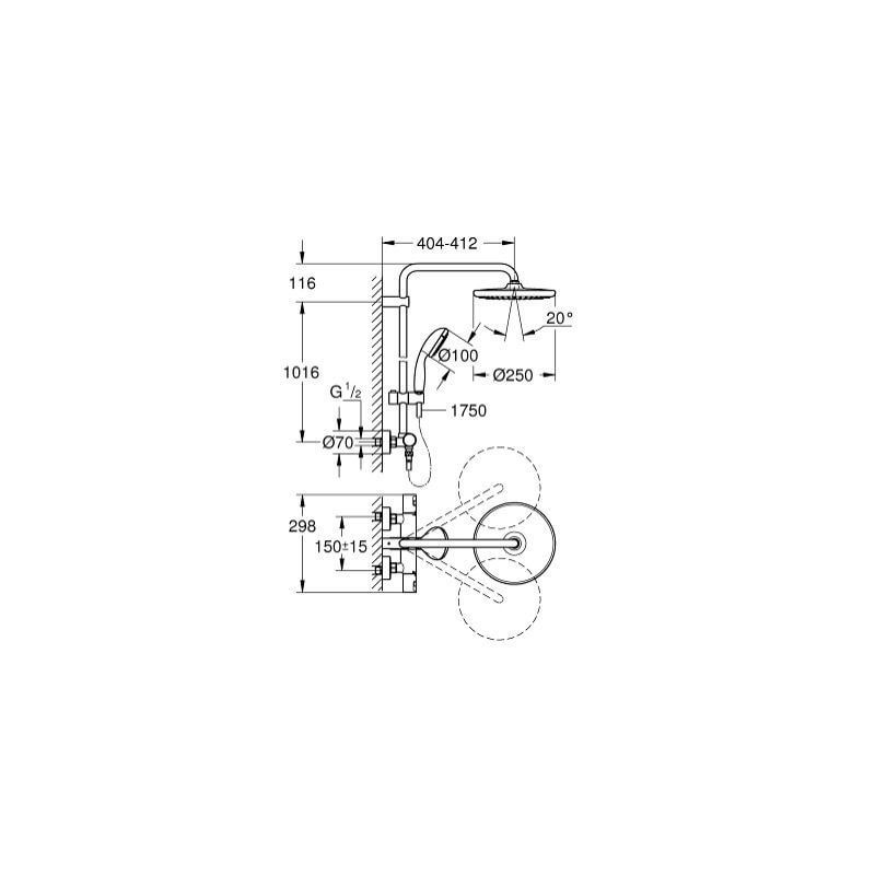 Kolumna prysznicowa Grohe Vitalio Start 250 Z Termostatem Chrom 26816000 Grohe Kolumna prysznicowa Grohe Vitalio Start 250 Z Termostatem Chrom 26816000 Grohe