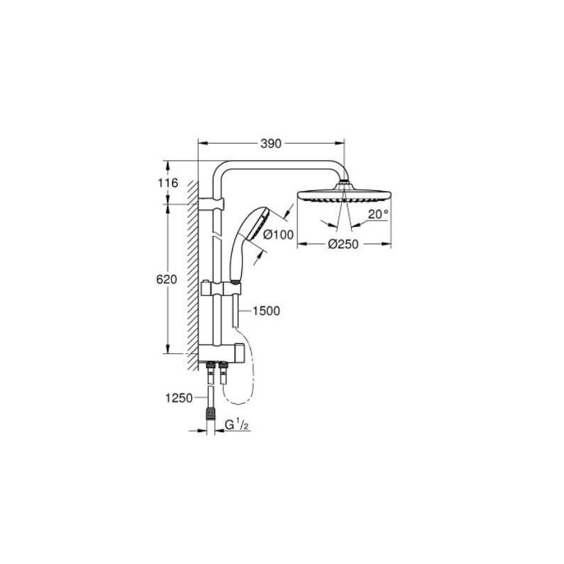 System Prysznicowy Z Przełącznikiem Do Montażu Ściennego Vitalio Start 26817000 Grohe System Prysznicowy Z Przełącznikiem Do Montażu Ściennego Vitalio Start 26817000 Grohe