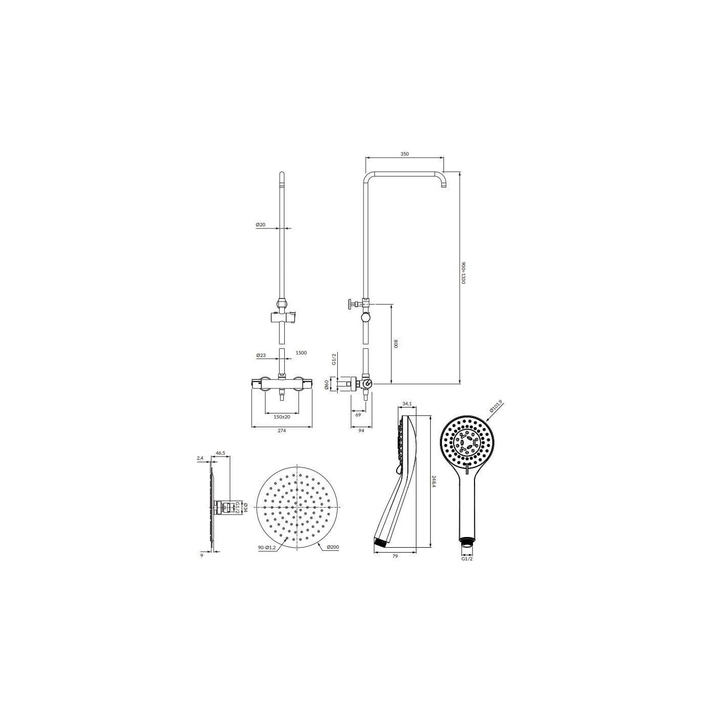 Termostatyczny System Prysznicowy Natynkowy Y Chrom Y1244XOCR Omnires Termostatyczny System Prysznicowy Natynkowy Y Chrom Y1244XOCR Omnires