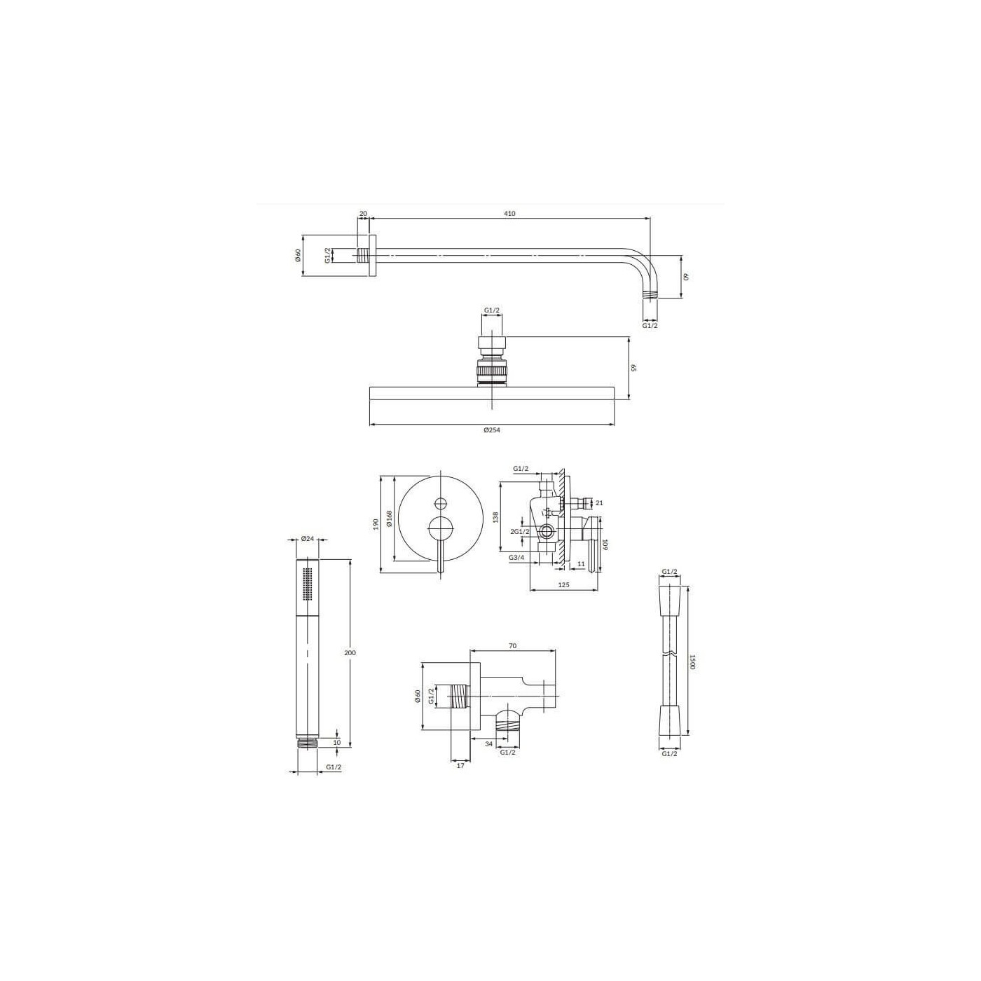 System Prysznicowy Podtynkowy Y Grafit SYSY35GR Omnires System Prysznicowy Podtynkowy Y Grafit SYSY35GR Omnires