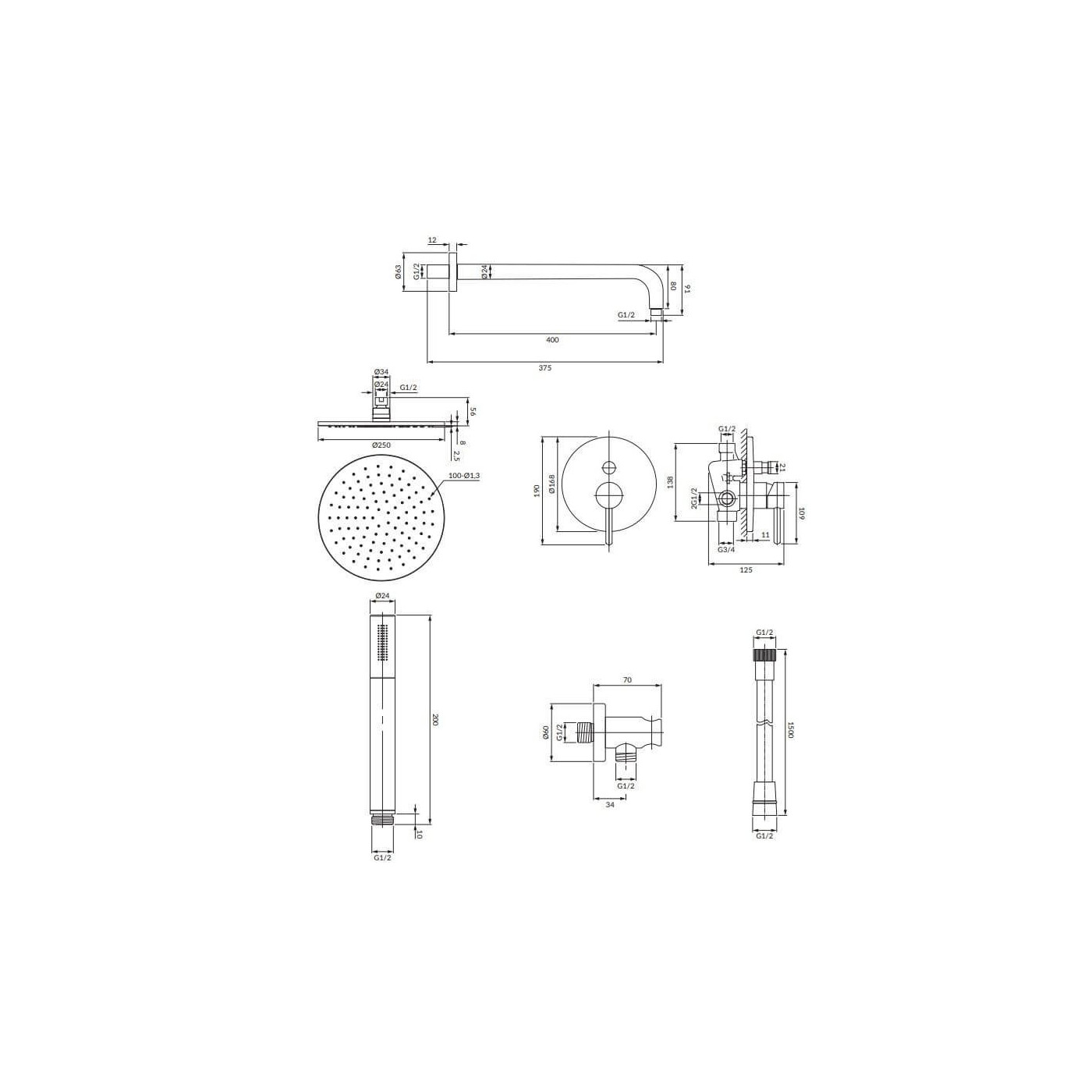 System Prysznicowy Podtynkowy Y Chrom SYSY22XCR Omnires System Prysznicowy Podtynkowy Y Chrom SYSY22XCR Omnires