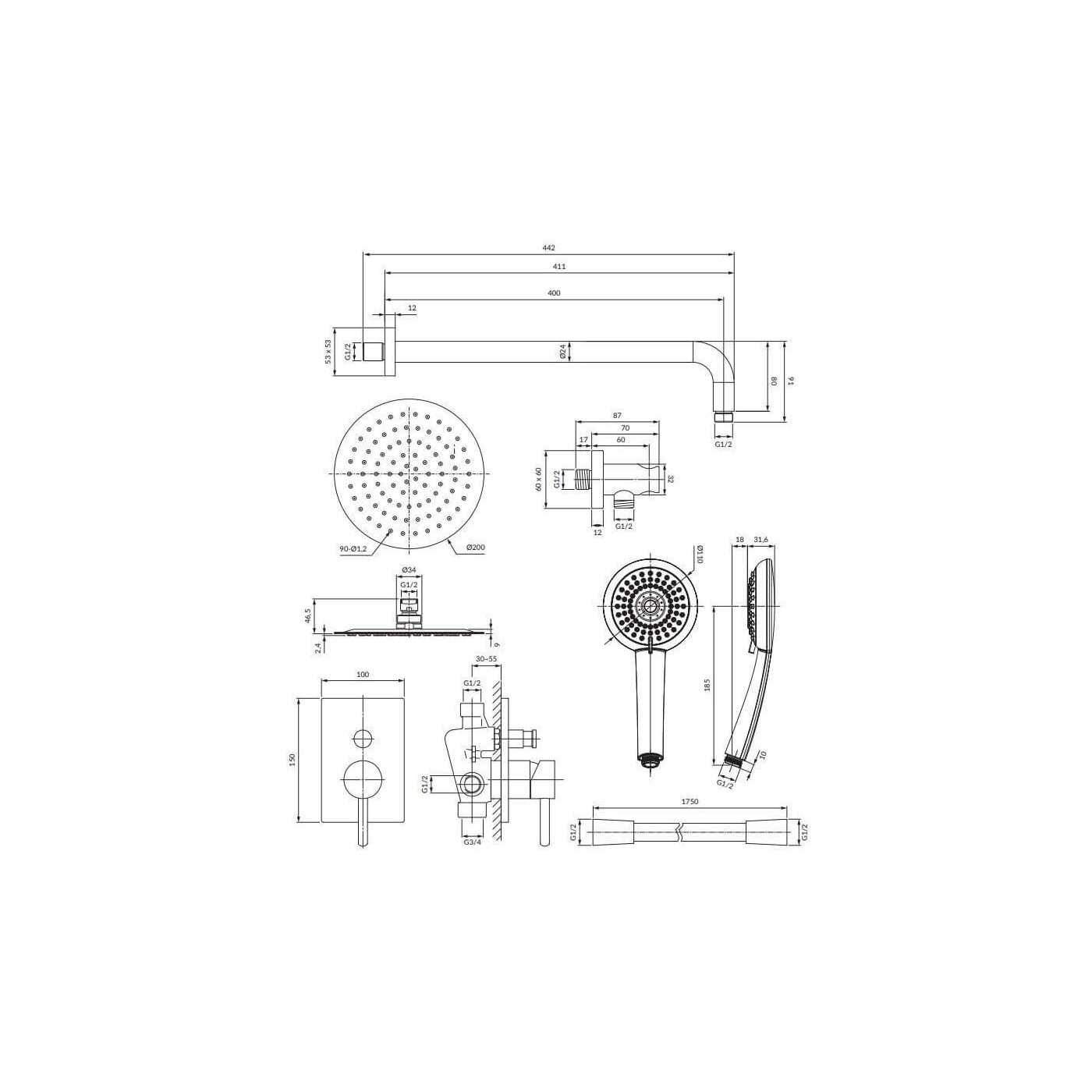 System Prysznicowy Podtynkowy Y Chrom SYSY23/KCR Omnires System Prysznicowy Podtynkowy Y Chrom SYSY23/KCR Omnires