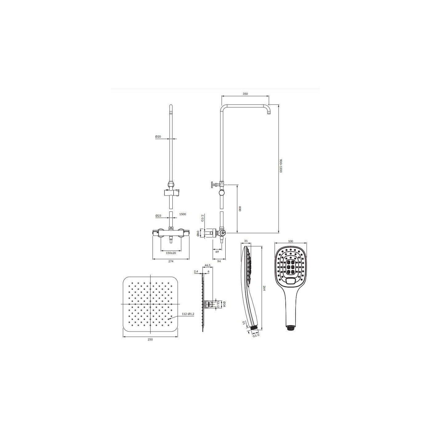 Termostatyczny System Prysznicowy Natynkowy Y Chrom Y1244DCR Omnires Termostatyczny System Prysznicowy Natynkowy Y Chrom Y1244DCR Omnires