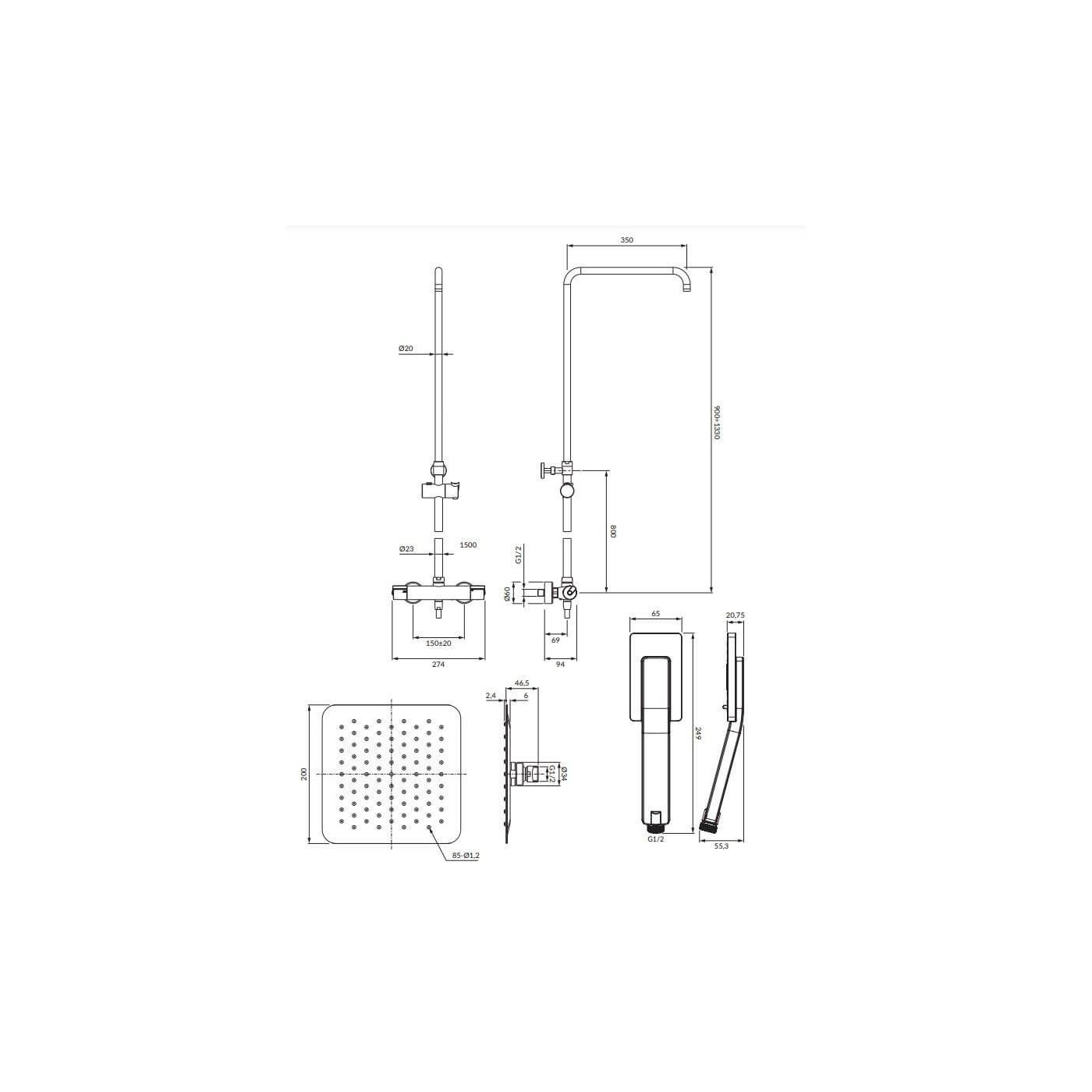 Termostatyczny System Prysznicowy Natynkowy Y Chrom Y1244XMCR Omnires Termostatyczny System Prysznicowy Natynkowy Y Chrom Y1244XMCR Omnires