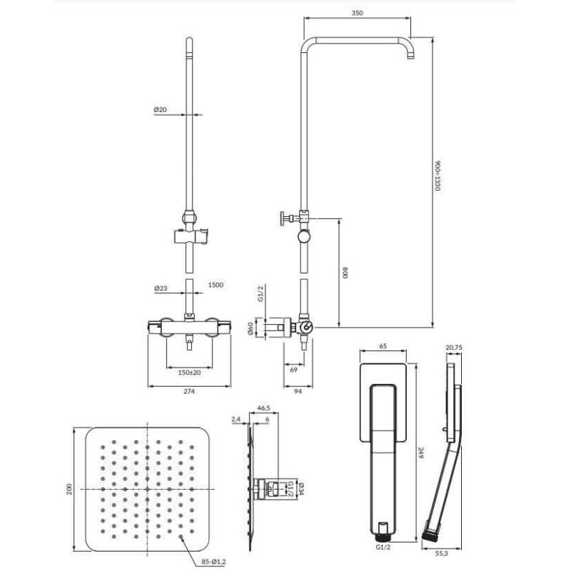 Termostatyczny System Prysznicowy Natynkowy Y Chrom Y1244XMCR Omnires Termostatyczny System Prysznicowy Natynkowy Y Chrom Y1244XMCR Omnires