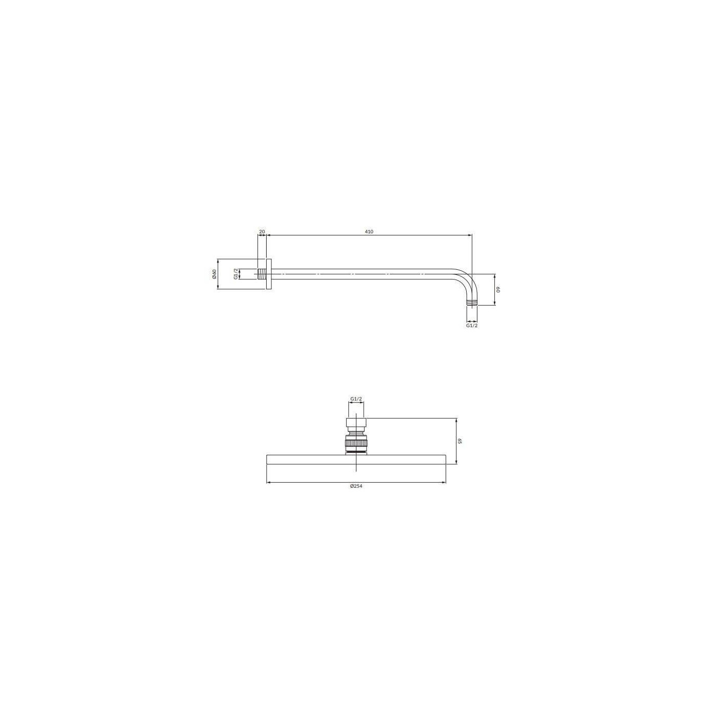 Deszczownica Z Ramieniem Slimline Y Czarny WGSET1BL Omnires Deszczownica Z Ramieniem Slimline Y Czarny WGSET1BL Omnires