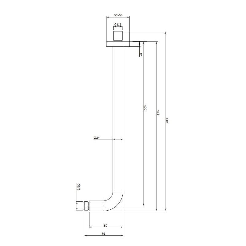 Ramię Prysznicowe 40cm Contour Antracyt RA01C/KAT Omnires Ramię Prysznicowe 40cm Contour Antracyt RA01C/KAT Omnires