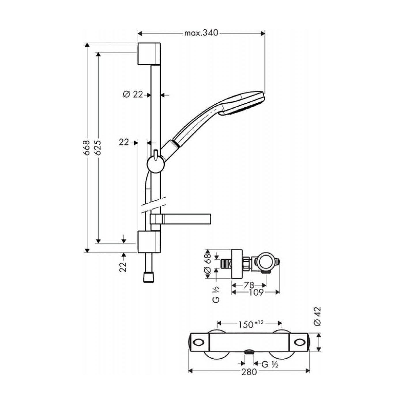 Zestaw Prysznicowy Croma 100 Multi/Unica 27086000 Hansgrohe Zestaw Prysznicowy Croma 100 Multi/Unica 27086000 Hansgrohe