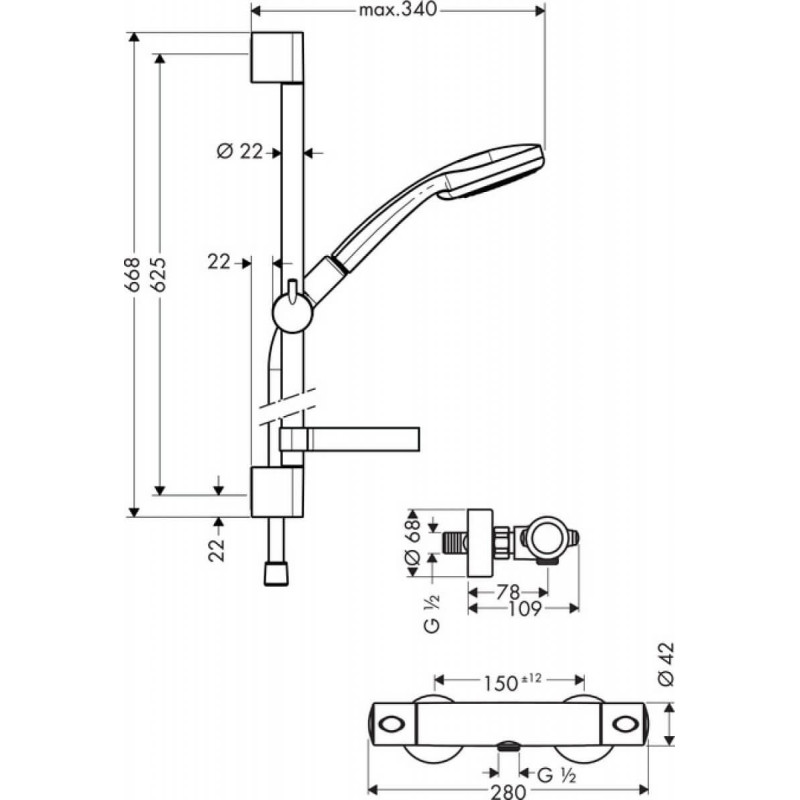 Zestaw Prysznicowy Croma 100 Multi/Unica 27086000 Hansgrohe Zestaw Prysznicowy Croma 100 Multi/Unica 27086000 Hansgrohe