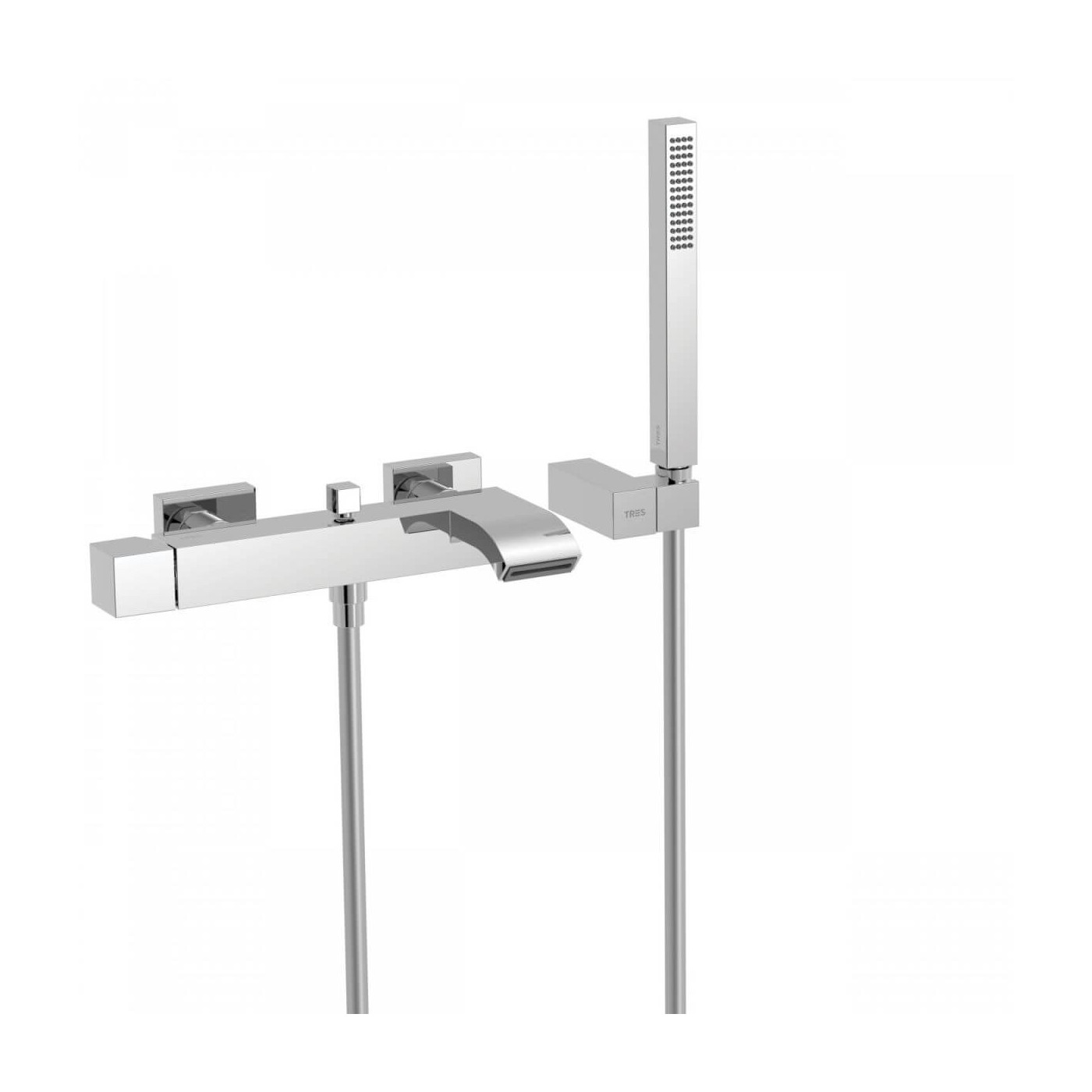 Bateria Wannowa Cuadro + Słuchawka Z Wężem 10717002 Tres Bateria Wannowa Cuadro + Słuchawka Z Wężem 10717002 Tres