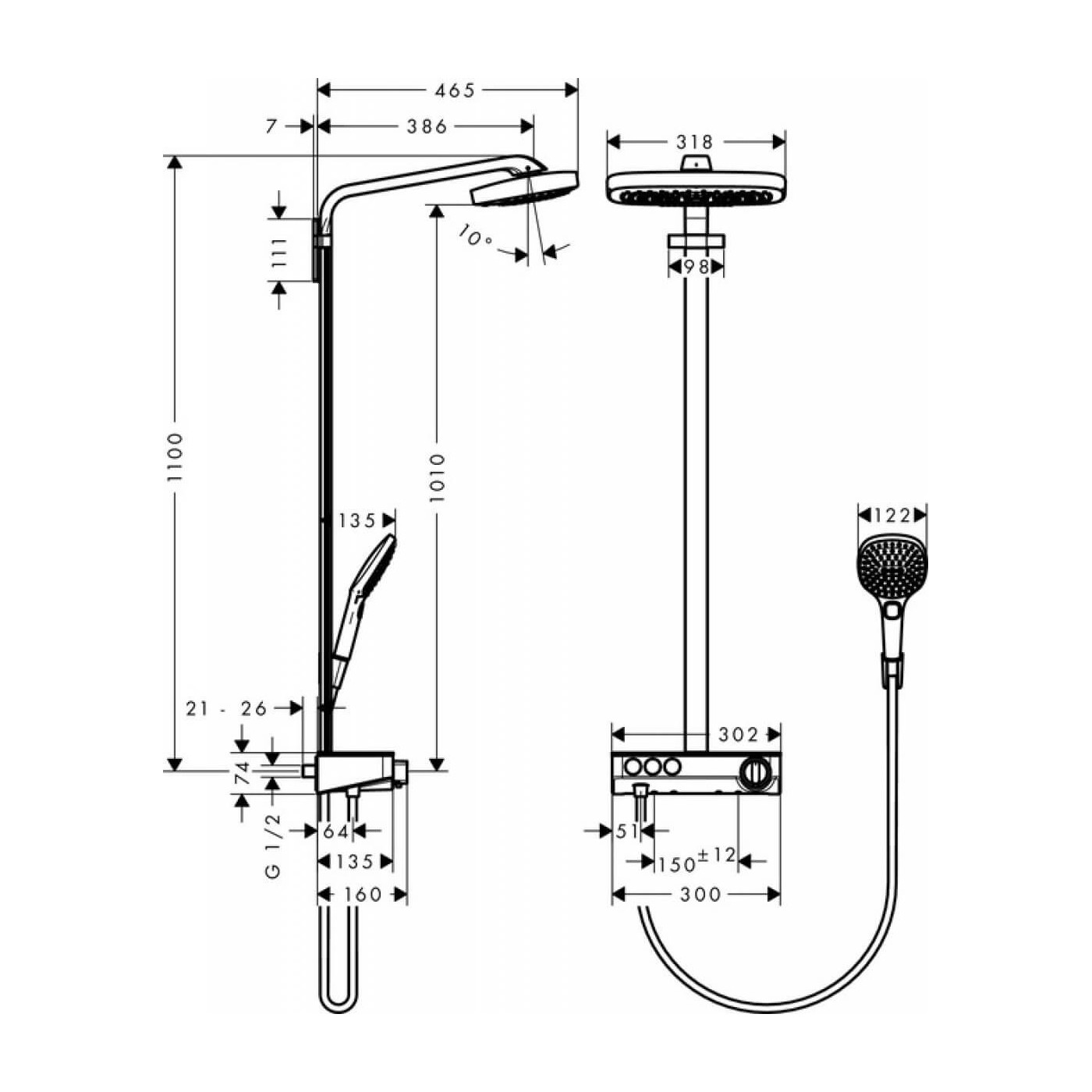 Zestaw Prysznicowy Select E 360 Raindance 27127400 Hansgrohe Zestaw Prysznicowy Select E 360 Raindance 27127400 Hansgrohe