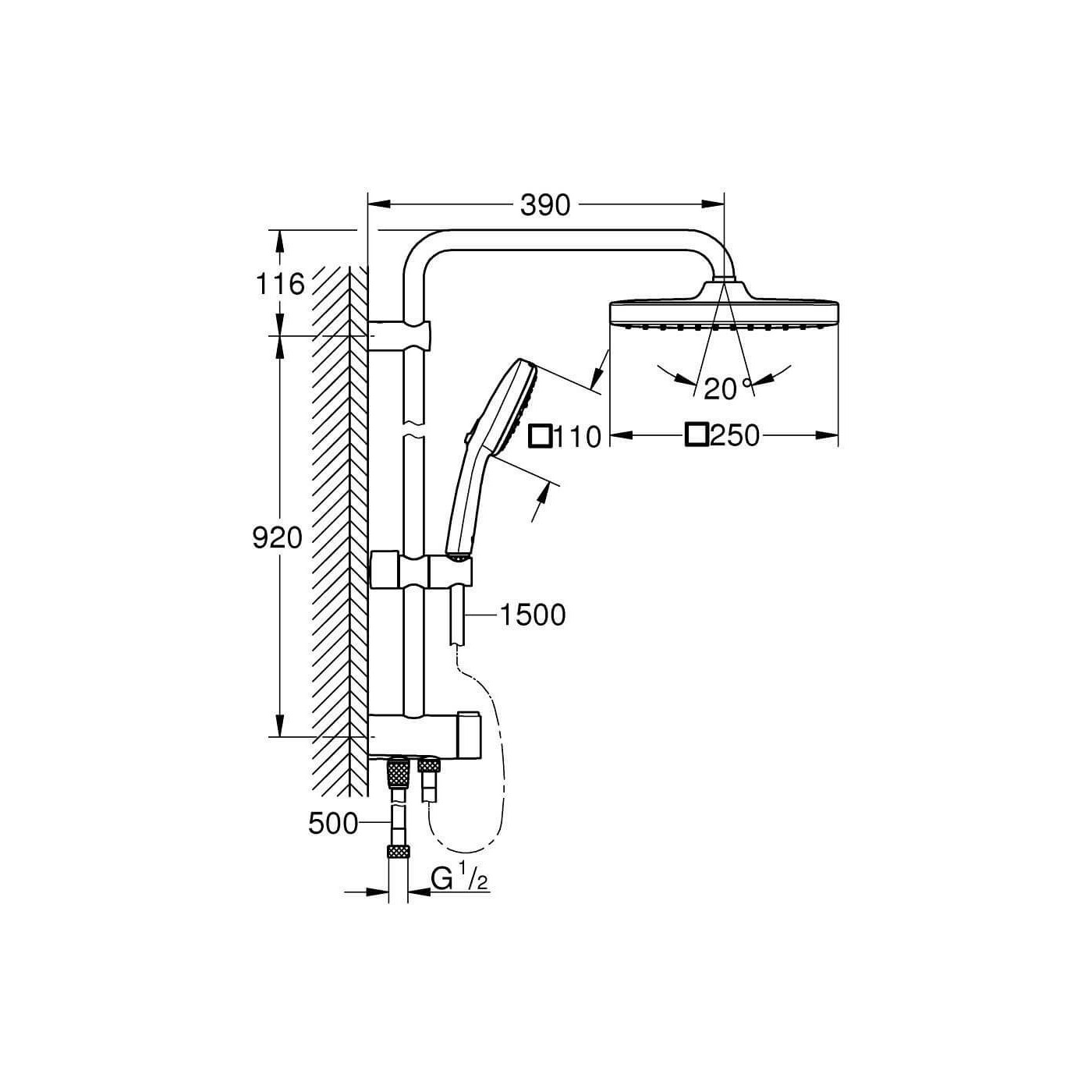 Zestaw Prysznicowy Tempesta Cube System 250 Chrom 26694001 Grohe Zestaw Prysznicowy Tempesta Cube System 250 Chrom 26694001 Grohe