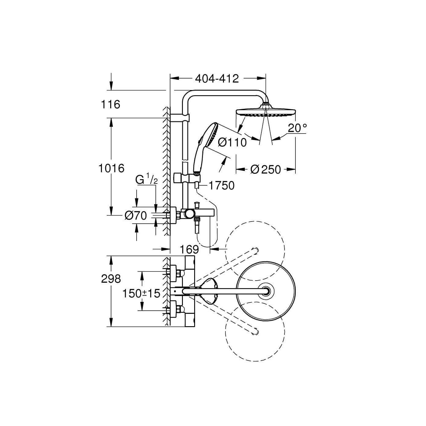 System Wannowo-Prysznicowy Tempesta System 250 Chrom 26978001 Grohe System Wannowo-Prysznicowy Tempesta System 250 Chrom 26978001 Grohe