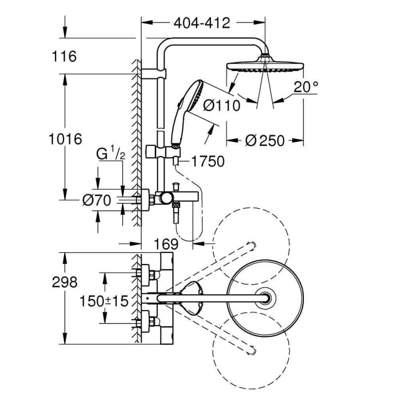 System Wannowo-Prysznicowy Tempesta System 250 Chrom 26978001 Grohe System Wannowo-Prysznicowy Tempesta System 250 Chrom 26978001 Grohe