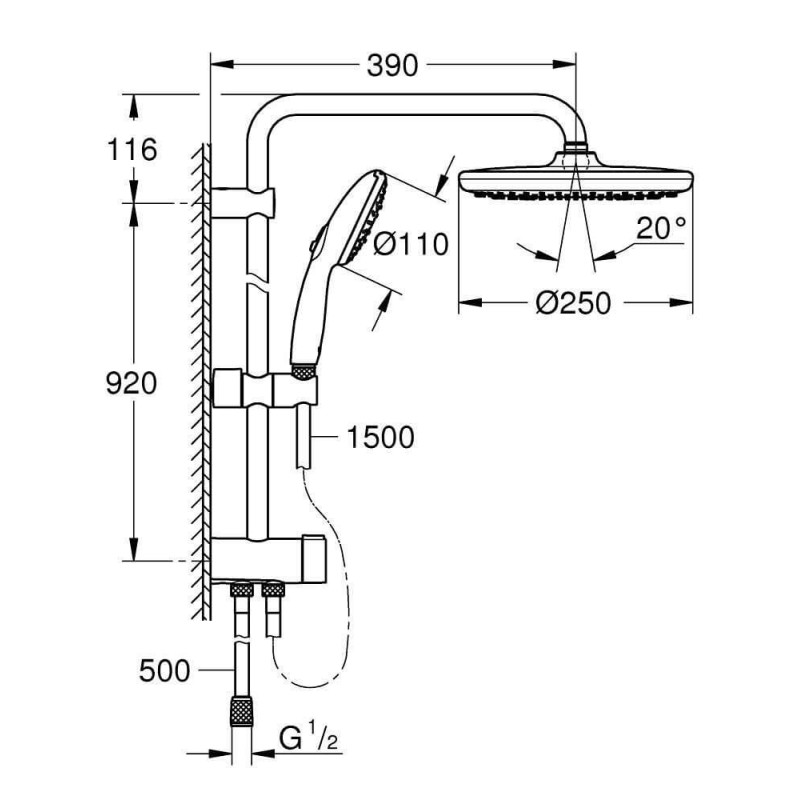 Zestaw Prysznicowy Tempesta System 250 Chrom 26675001 Grohe Zestaw Prysznicowy Tempesta System 250 Chrom 26675001 Grohe