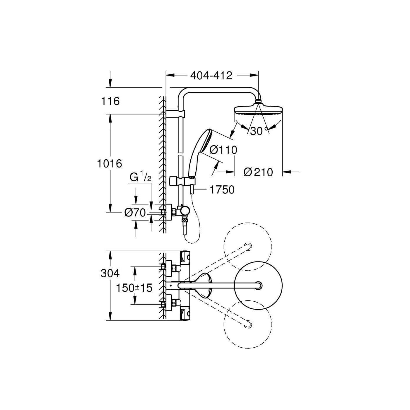 Zestaw Prysznicowy Tempesta System 210 Chrom 26811001 Grohe Zestaw Prysznicowy Tempesta System 210 Chrom 26811001 Grohe