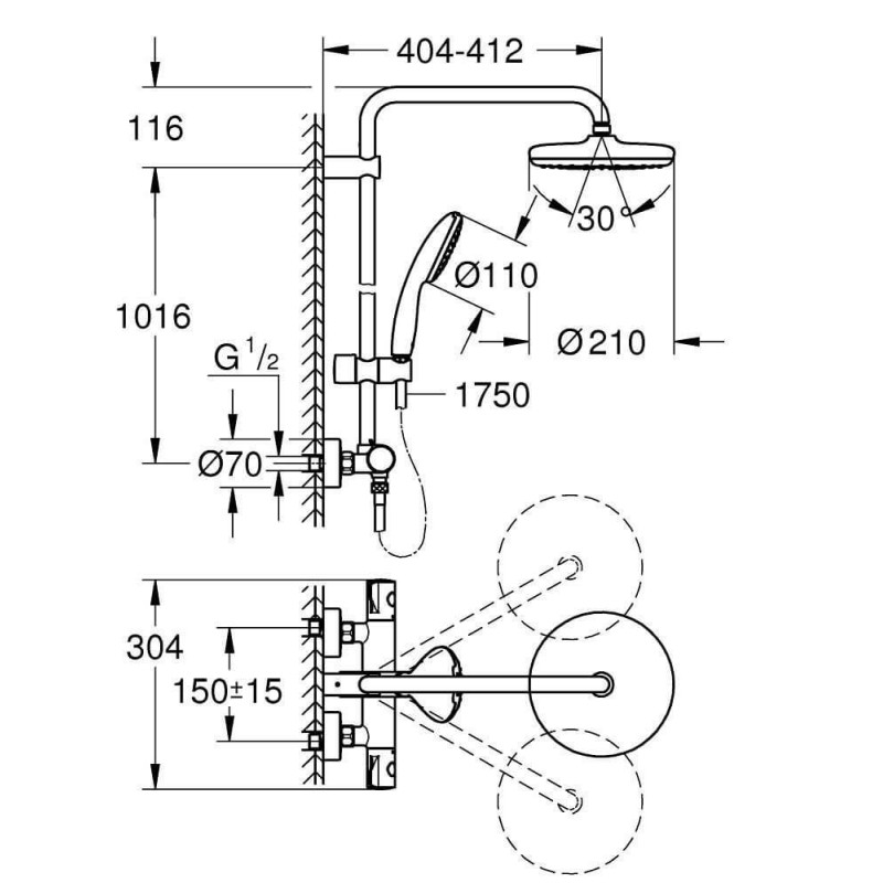 Zestaw Prysznicowy Tempesta System 210 Chrom 26811001 Grohe Zestaw Prysznicowy Tempesta System 210 Chrom 26811001 Grohe