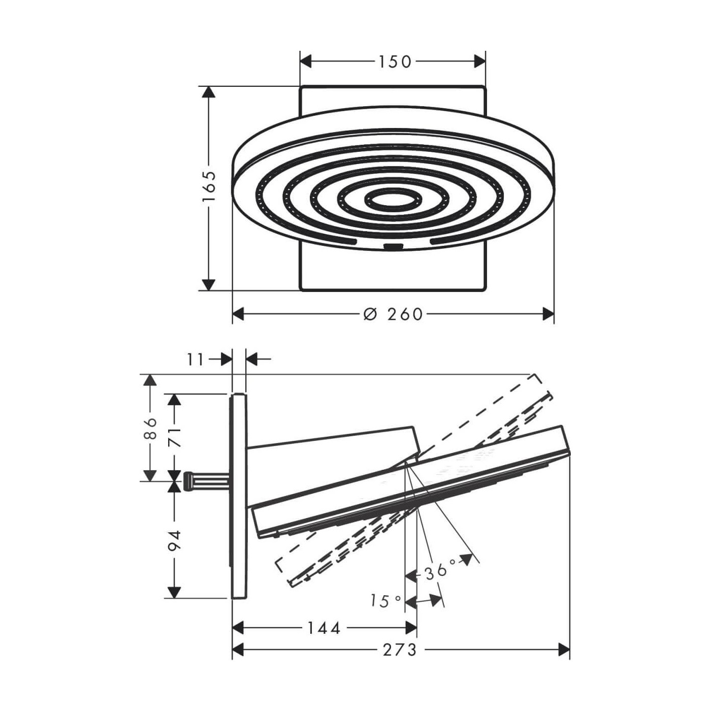 Deszczownica Pulsify S Czarny Mat 24150670 Hansgrohe Deszczownica Pulsify S Czarny Mat 24150670 Hansgrohe