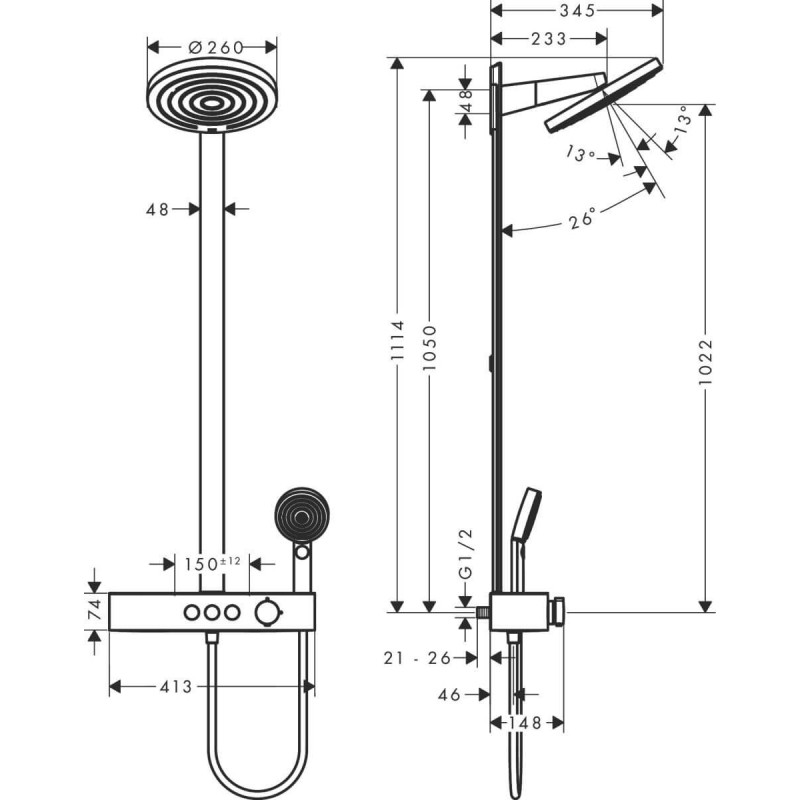 Zestaw Prysznicowy Pulsify S Brąz Szczotkowany 24240140 Hansgrohe Zestaw Prysznicowy Pulsify S Brąz Szczotkowany 24240140 Hansgrohe