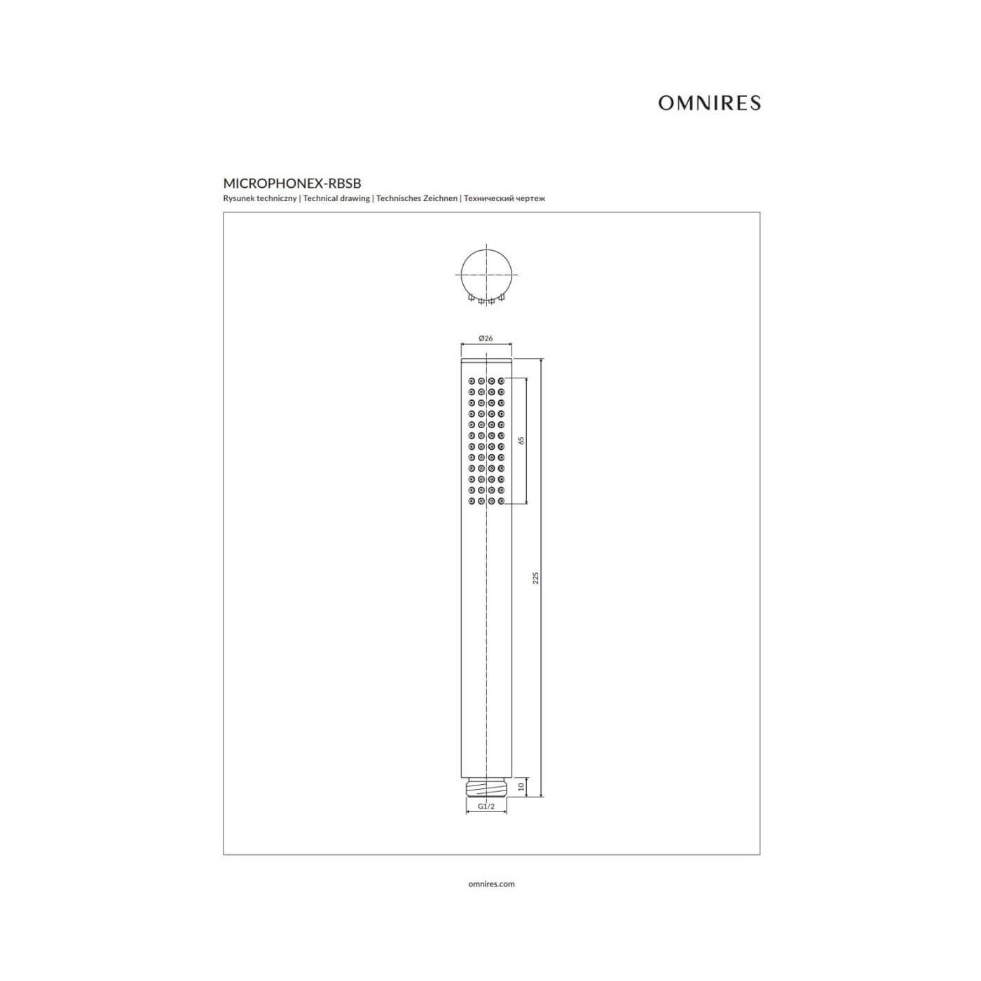Rączka Prysznicowa Microphone Mosiądz Szczotkowany MICROPHONEX-RBSB Omnires Rączka Prysznicowa Microphone Mosiądz Szczotkowany MICROPHONEX-RBSB Omnires