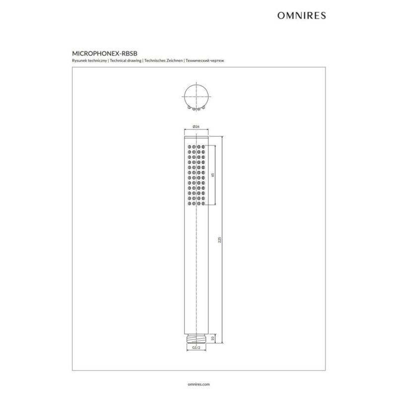 Rączka Prysznicowa Microphone Mosiądz Szczotkowany MICROPHONEX-RBSB Omnires Rączka Prysznicowa Microphone Mosiądz Szczotkowany MICROPHONEX-RBSB Omnires