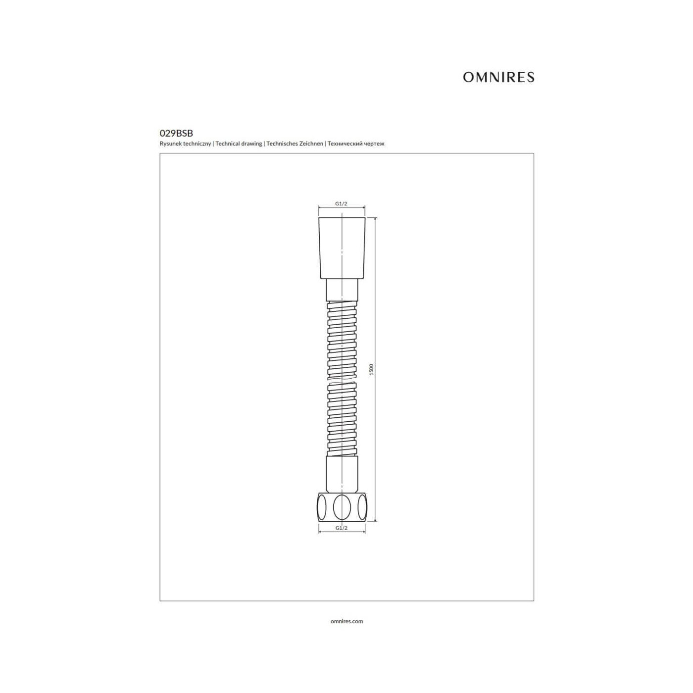Wąż Prysznicowy Armance 150 cm Mosiądz Szczotkowany 029BSB Omnires Wąż Prysznicowy Armance 150 cm Mosiądz Szczotkowany 029BSB Omnires